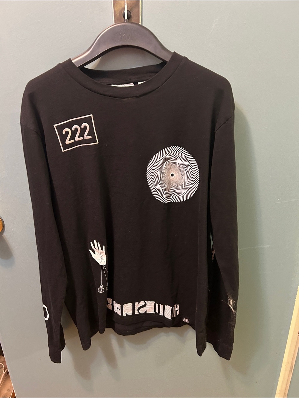 Black Graphic Long Sleeve Shirt by. CHEAP MONDAY NEW no tag